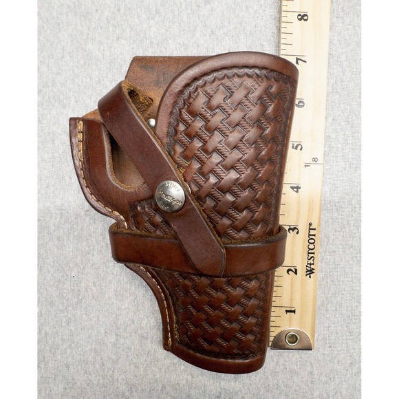 Vtg George Lawrence Brown Leather Basket Weave Holster ICB 654 Outdoors Utility - Picture 10 of 12